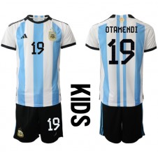 Argentina Nicolas Otamendi #19 Hjemmedraktsett Barn VM 2022 Kortermet (+ korte bukser)